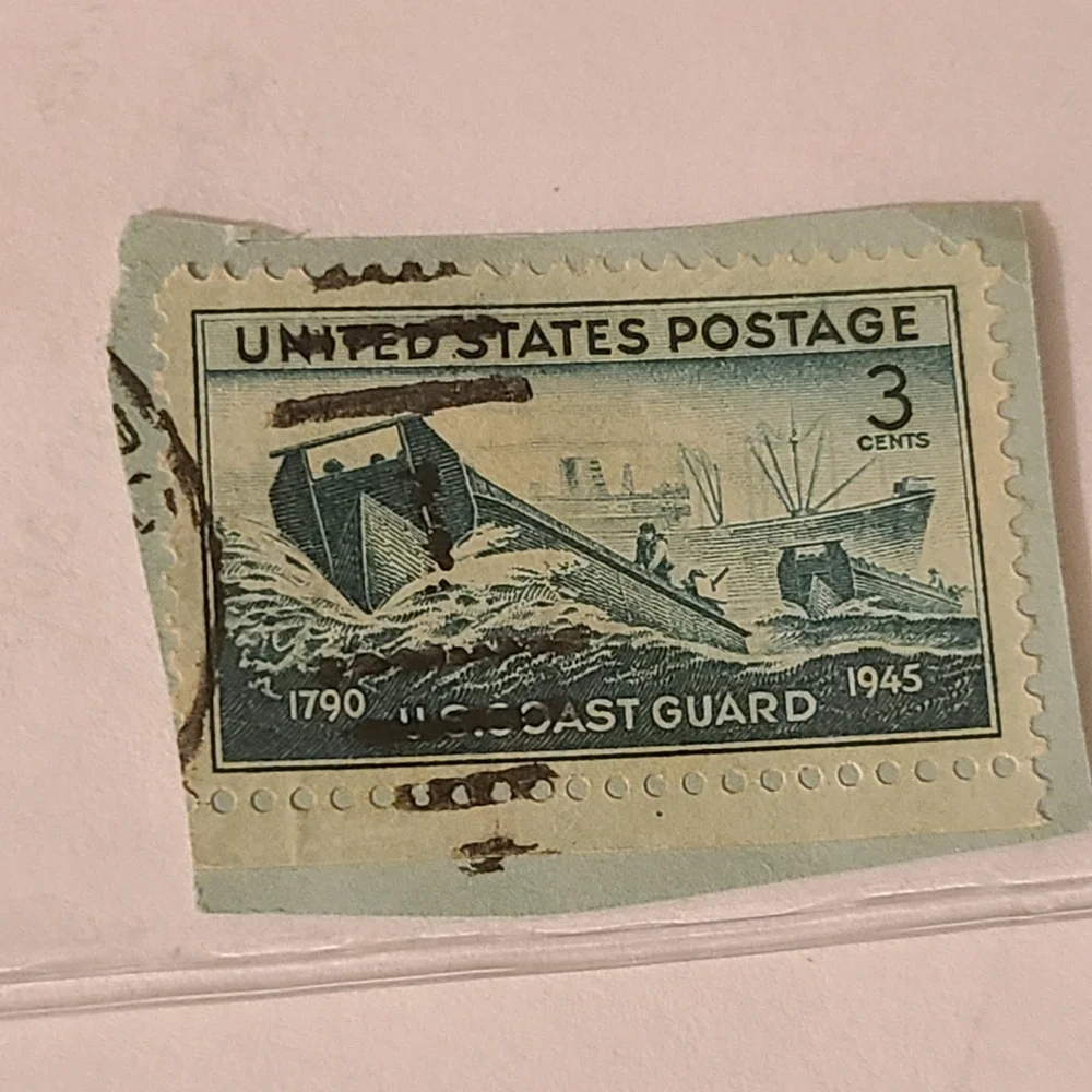 Unique Vintage Blue and White Postage Stamp